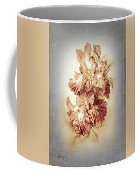 Iris Coffee Mug featuring the digital art Coral Iris by Bonnie Willis