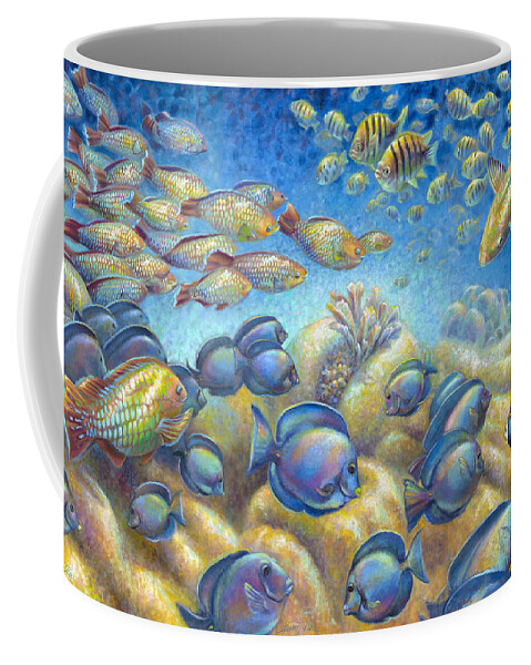 Underwater Coral Reef Coffee Mug featuring the painting Coral Reef Life Silvers by Nancy Tilles
