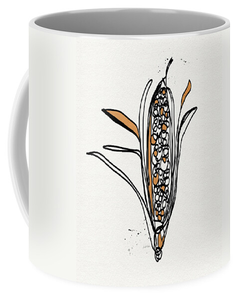 Corn Coffee Mug featuring the drawing corn- contemporary art by Linda Woods by Linda Woods