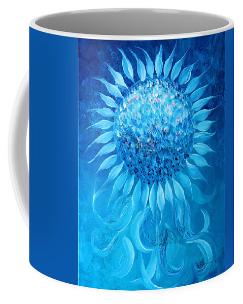 Sunflower Coffee Mug featuring the painting Cornflower In Moonlight by J Vincent Scarpace