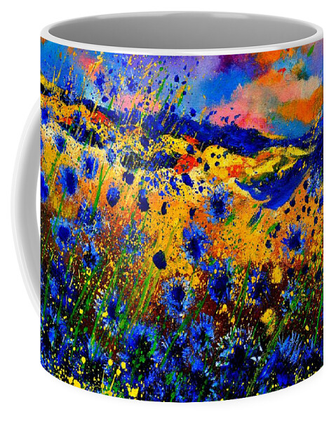 Colorful Coffee Mug featuring the painting Cornflowers 746 by Pol Ledent