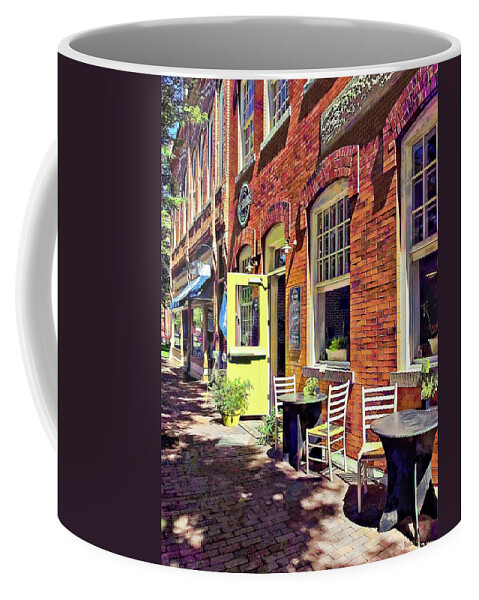 Corning Ny Coffee Mug featuring the photograph Corning NY - Restaurant with Open Door by Susan Savad