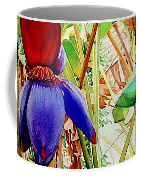 Corn Coffee Mug featuring the painting Banana flower by Francoise Chauray
