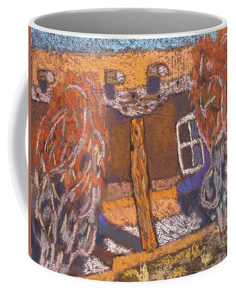 Corrales Porch Coffee Mug featuring the pastel Corrales Porch by Constance Gehring