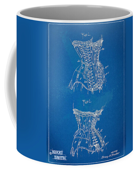 Corset Coffee Mug featuring the digital art Corset Patent Series 1908 by Nikki Marie Smith