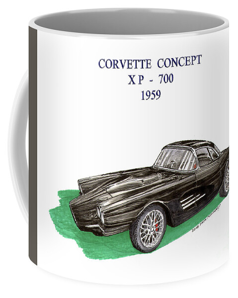  Concept Car Coffee Mug featuring the mixed media Corvette Concept XP 700 by Jack Pumphrey