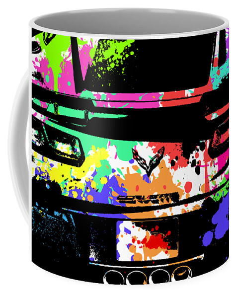 Chevy Coffee Mug featuring the digital art Corvette Pop Art 2 by Ricky Barnard