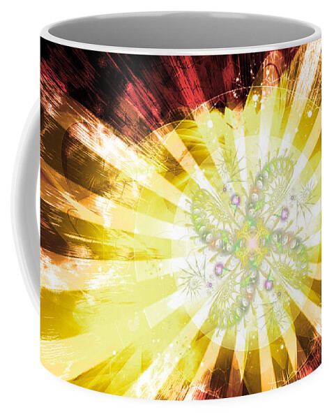 Corporate Coffee Mug featuring the digital art Cosmic Solar Flower Fern Flare 2 by Shawn Dall