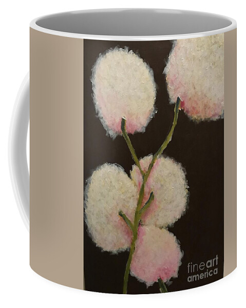 Cotton Coffee Mug featuring the painting Cotton Branch Series 4 by Sherry Harradence