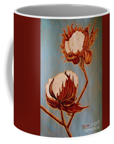 Cotton Plant Coffee Mug featuring the painting Cotton from the South by Genie Morgan