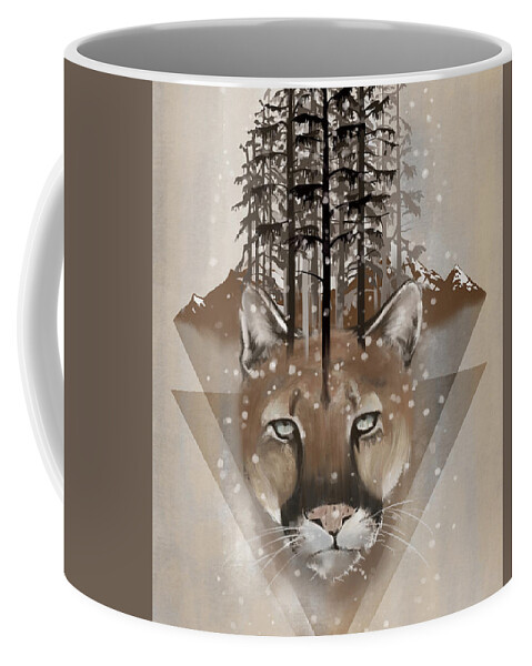 Wildlife Coffee Mug featuring the painting Cougar by Sassan Filsoof