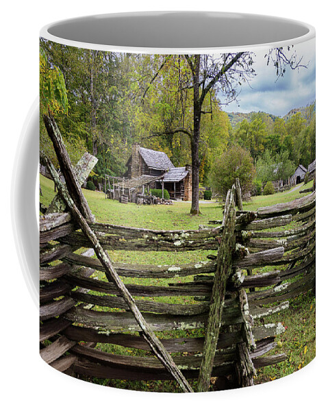 North Coffee Mug featuring the photograph Country Cabin and Fence by Tim Stanley