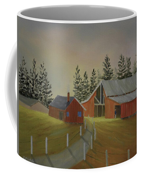 Barn Farm Hills Landscape Country Coffee Mug featuring the painting Country Farm by Scott W White