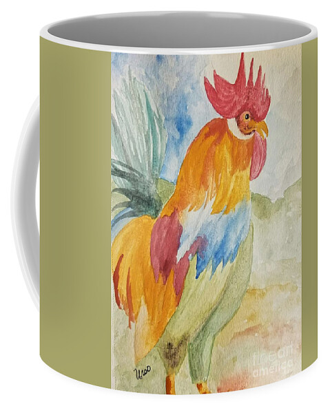 Countryside Rooster Coffee Mug featuring the painting Countryside Rooster by Maria Urso