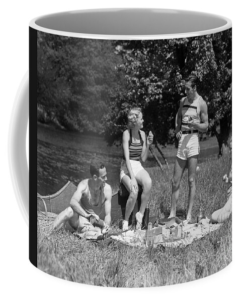 1930s Coffee Mug featuring the photograph Couples Picknicking, C.1930s by H. Armstrong Roberts/ClassicStock