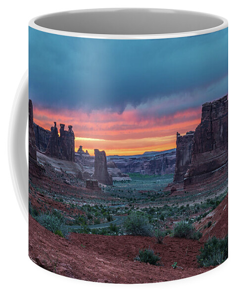 Arches Coffee Mug featuring the photograph Courthouse Towers Arches National Park by Dan Norris