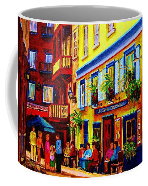 Courtyard Cafes Coffee Mug featuring the painting Courtyard Cafes by Carole Spandau