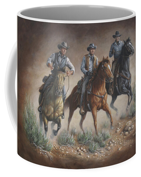 Cowboys Coffee Mug featuring the painting Cowboys by Kim Lockman