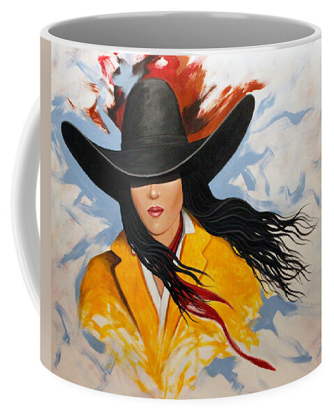Cowgirl Coffee Mug featuring the painting Cowgirl Colors #3 by Lance Headlee
