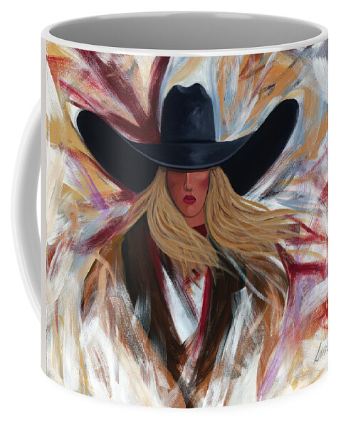 Colorful Cowboy Painting. Coffee Mug featuring the painting Cowgirl Colors by Lance Headlee