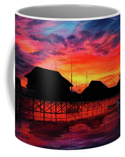 Sunset Coffee Mug featuring the painting Cowichan bay Sunset by Wayne Enslow