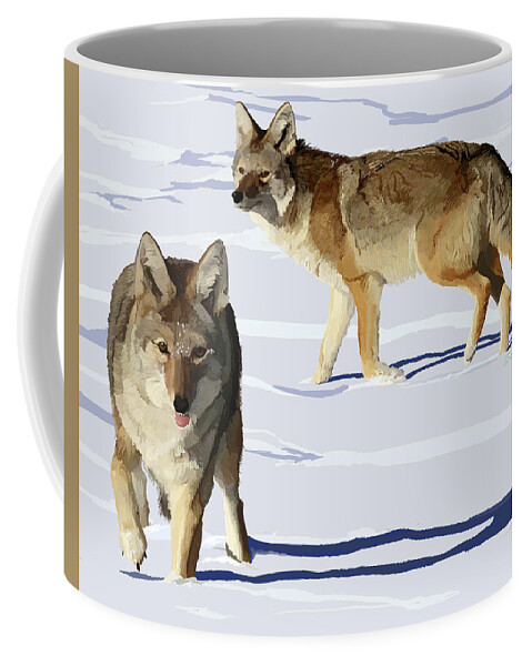 Animals Coffee Mug featuring the digital art Coyote Pair by Pam Little