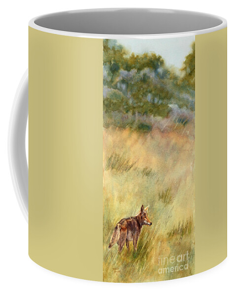 Coyote Coffee Mug featuring the painting Coyote Santa Rosa Plateau by Bonnie Rinier