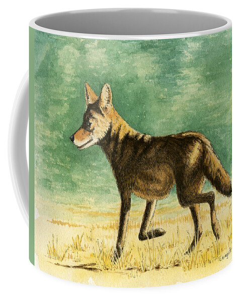 Coyote Coffee Mug featuring the drawing Coyote by Timothy Livingston