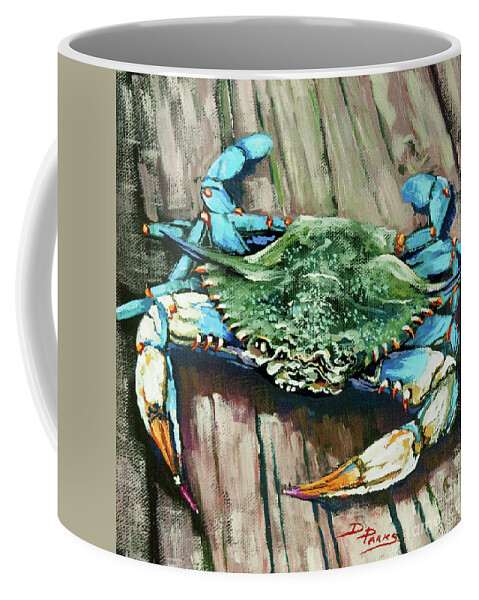 Crab Coffee Mug featuring the painting Crabby Blue by Dianne Parks