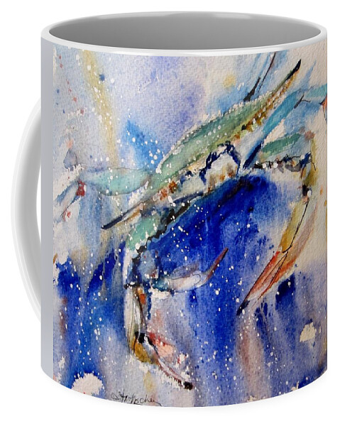 Marine Life Coffee Mug featuring the painting Crabby by Sandra Strohschein