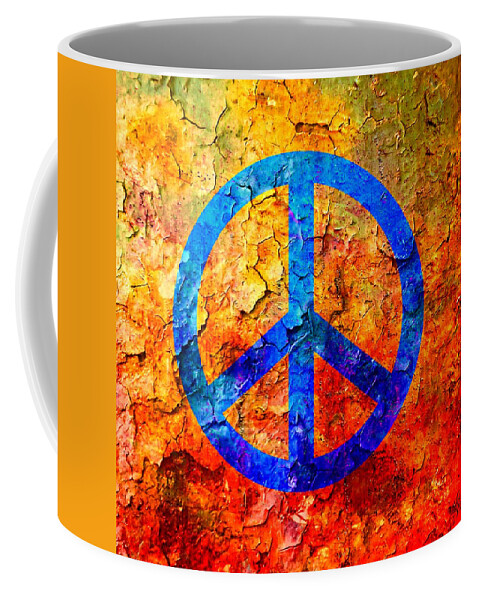 Peace Sign Coffee Mug featuring the mixed media Cracked Peace by Ally White