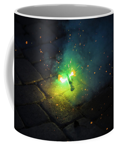 Explosion Coffee Mug featuring the photograph Cracking Fire by Digiblocks Photography