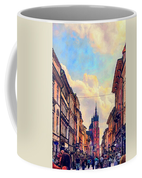 Cracow Coffee Mug featuring the painting Cracow Florianska street by Justyna Jaszke JBJart