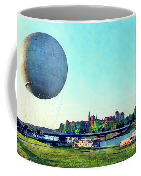 Cracow Coffee Mug featuring the painting Cracow Wawel baloon by Justyna Jaszke JBJart
