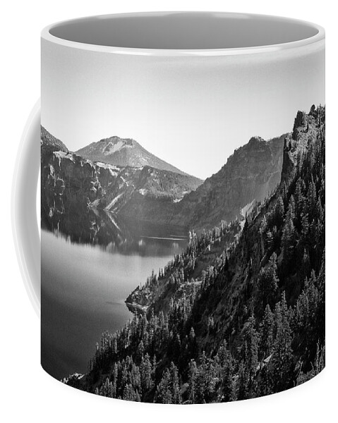 Crater Lake West Rim Coffee Mug featuring the photograph Crater Lake 4 Black and White by Frank Wilson