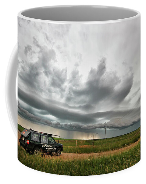 Tornado Coffee Mug featuring the photograph Crazy Shelf Cloud near Ponteix Sk. by Ryan Crouse