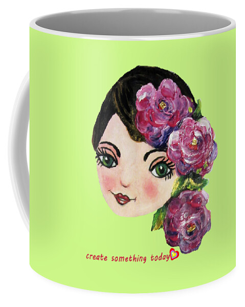 Face Coffee Mug featuring the painting Creative Green Eye by Vesna Martinjak