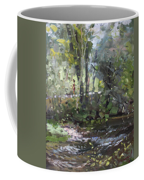 Creek Coffee Mug featuring the painting Creek at Three Sisters Islands by Ylli Haruni