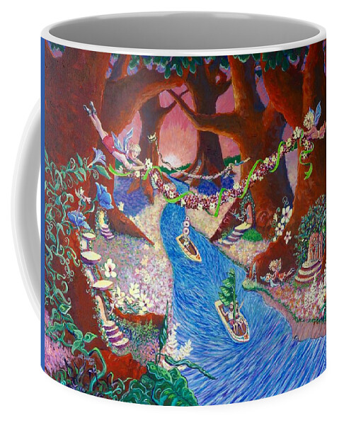 Fairies Coffee Mug featuring the painting Creekside Fairy Celebration by Jeanette Jarmon