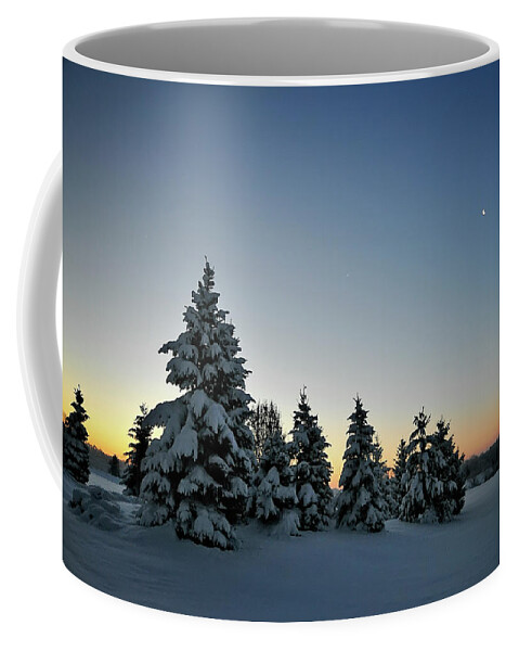 Snow Coffee Mug featuring the photograph Crescent Dawn by Jill Love