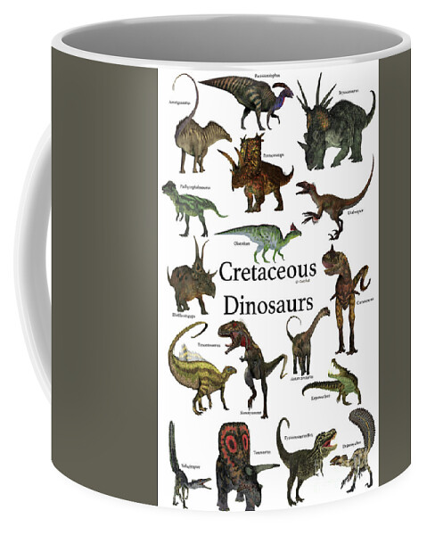 Cretaceous Coffee Mug featuring the digital art Cretaceous Dinosaurs by Corey Ford