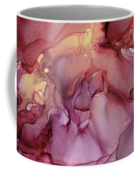 Ink Coffee Mug featuring the painting Crimson and Gold Abstract Ink Painting by Olga Shvartsur