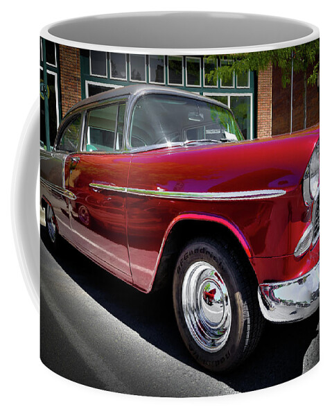 Crimson And Gray 1955 Chevy Coffee Mug featuring the photograph Crimson and Gray 1955 Chevy by David Patterson