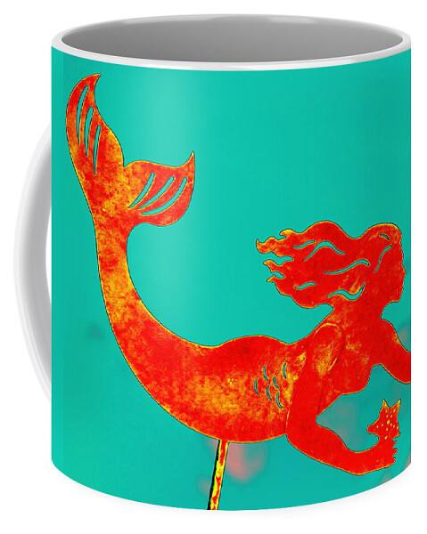 Mermaid Coffee Mug featuring the digital art Crimson Mermaid by Larry Beat