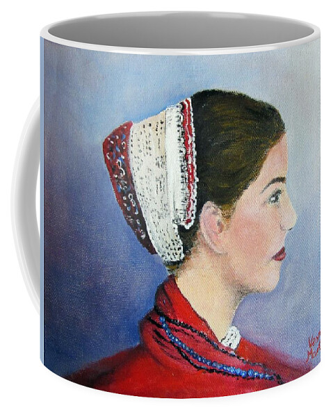 Girl Coffee Mug featuring the painting Croatian cultural heritage by Vesna Martinjak