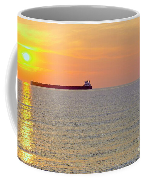 Freighter Coffee Mug featuring the photograph Crossing the line by Merle Grenz