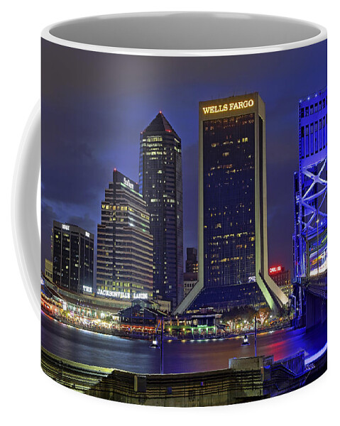 Jacksonville Coffee Mug featuring the photograph Crossing the Main Street Bridge - Jacksonville - Florida - Cityscape by Jason Politte