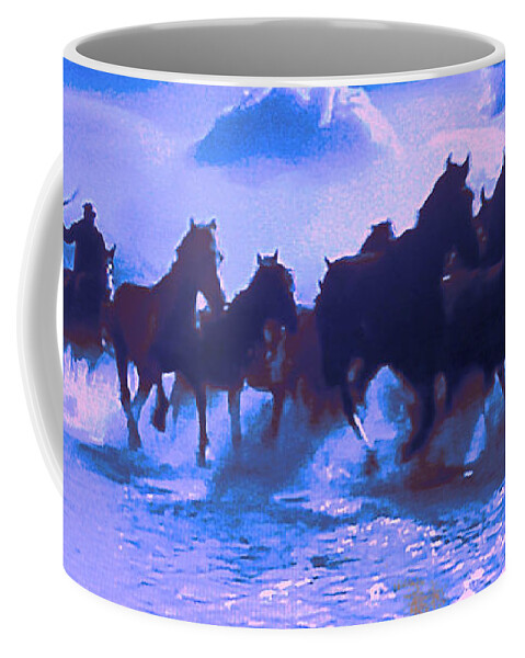 Horses Coffee Mug featuring the painting Crossing the River by CHAZ Daugherty
