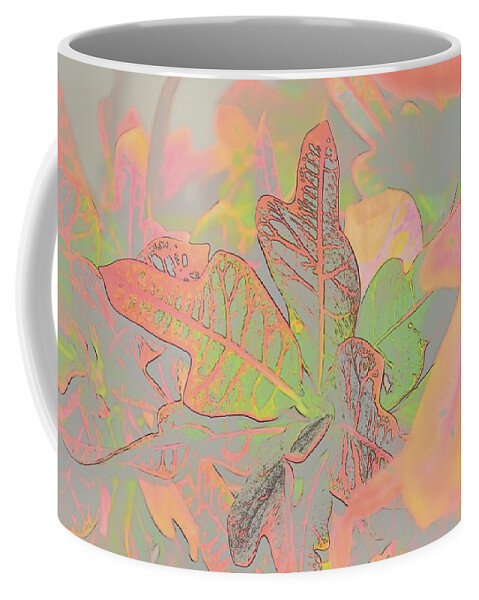 Linda Brody Coffee Mug featuring the digital art Croton Leaves I Pastel by Linda Brody