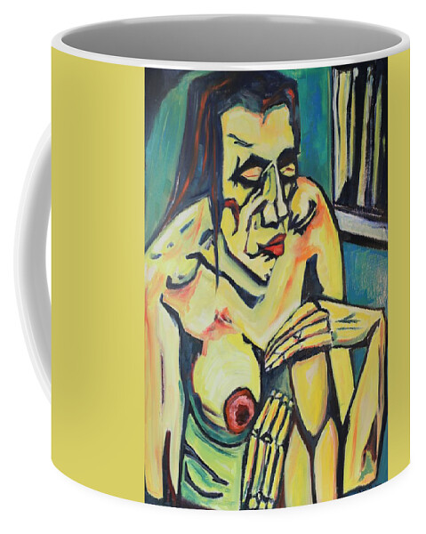 Expressionist Coffee Mug featuring the painting Crouched by Christel Roelandt